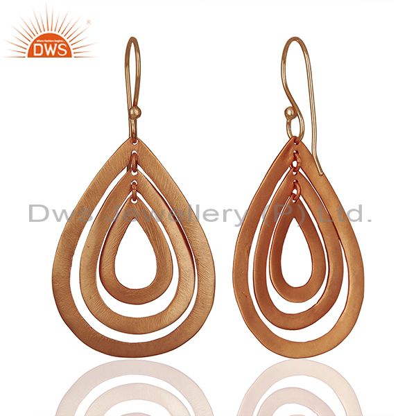Suppliers Handmade Rose Gold Plated Brass Fashion Dangle Earrings Manufacturers