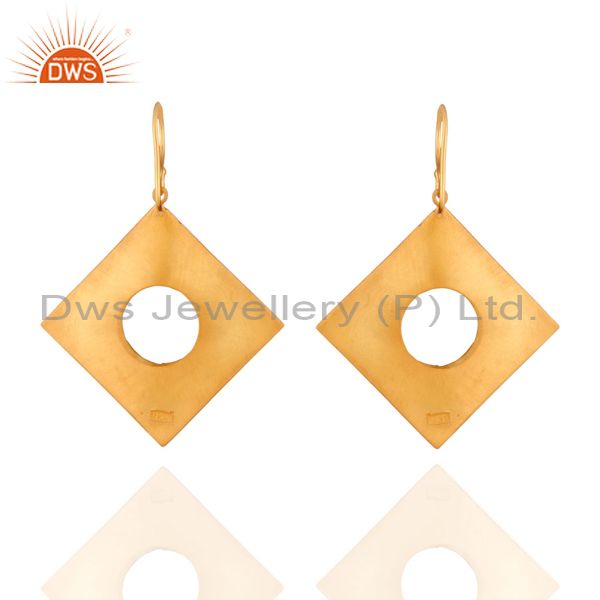 Suppliers Solid 925 Sterling SIlver Textured Mette Finish With Gold Plated Hook Earrings