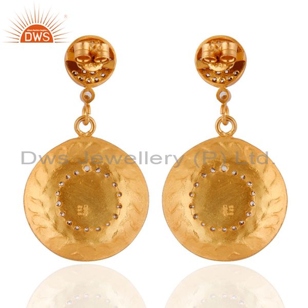 Suppliers Designer 925 Sterling Silver & Yellow Gold Plated White Zircon Dangle Earrings