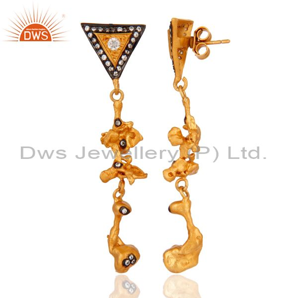 Suppliers 18K Gold Plated 925 Sterling Silver Cubic Zirconia Fashion Desginer Earring