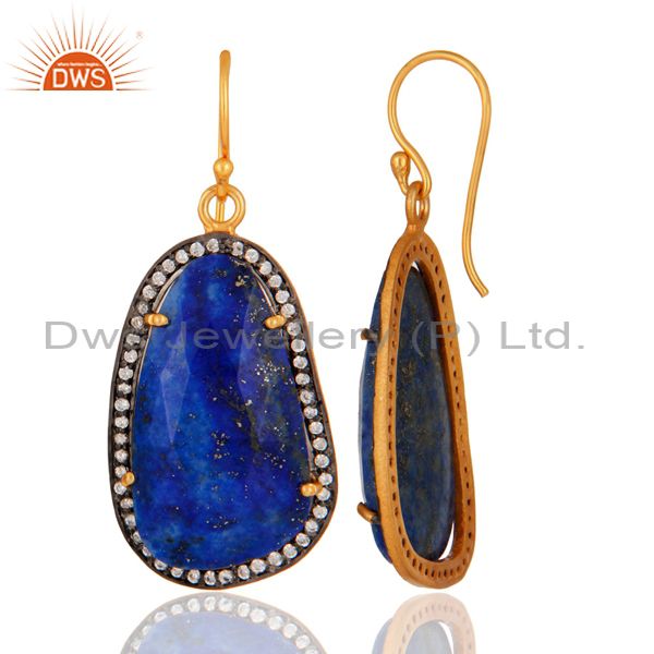 Suppliers Lapis Lazuli Gemstone Earring Made In 18k Gold Over 925 Sterling Silver Jewelry