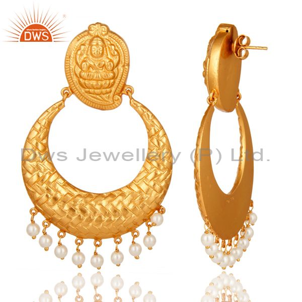 Suppliers 14K Gold Plated Sterling Silver Natural Pearl Traditional Chandelier Earrings
