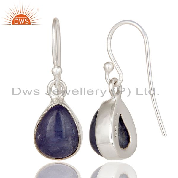 Suppliers 925 Sterling Silver Tanzanite Gemstone Bezel Setting Teardrop Earrings