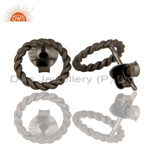 Suppliers Black Oxidized Sterling Silver Twisted Wire Stud