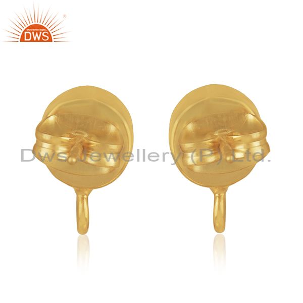 Suppliers 18K Yellow Gold Plated Traditional Handmade Pearl Studs Brass Earrings Jewelry