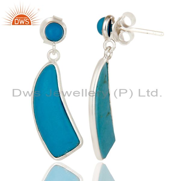 Suppliers Solid 925 Sterling Silver Cultured Turquoise Gemstone Drops Earrings Jewellery