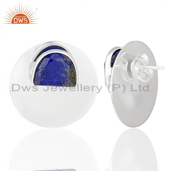 Suppliers Lapis Lazuli Gemstone Stud Solid 925 Sterling Silver Earrings Jewelry