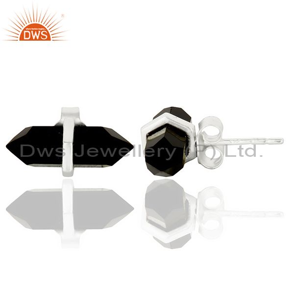 Suppliers Black Onyx Terminated Pencil Post 92.5 Sterling Silver Wholesale Earring