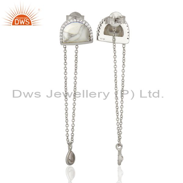 Suppliers Cz Gemstone 925 Silver White Chain Earrings Manufacturer from India