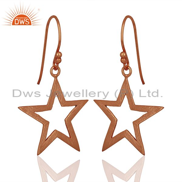 Suppliers Rose Gold Plated Silver Star Designer Plain Silver Earrings Jewelry