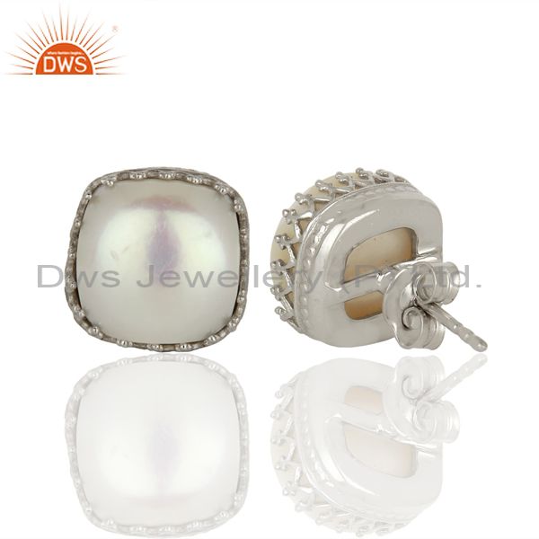 Suppliers 925 Silver Crown Design Natural Pearl Gemstone Stud Earrings Supplier