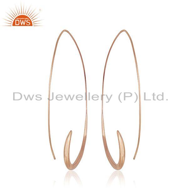 Exporter Rose Gold Plated 925 Silver Simple Wire Hoop Earrings Manufacturer of Jewelry