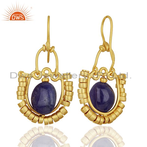 Suppliers Tanzanite Gemstone Gold Plated Designer Silver Earrings Supplier
