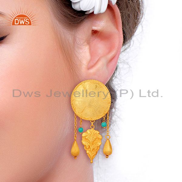 Suppliers Gold Plated Silver Turquoise Gemstone Earrings Jewelry Manufacturer