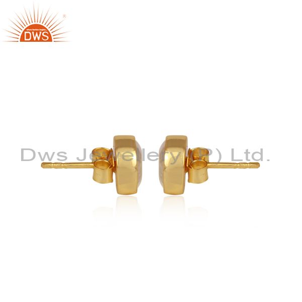 Suppliers Rainbow Moonstone Gemstone Gold Plated Silver Stud Earring Manufacture