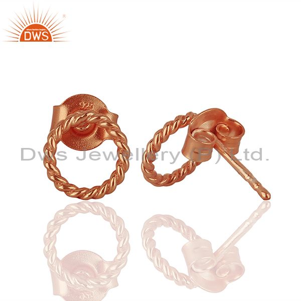 Suppliers Rose Gold Plated 925 Silver Womens Stud Earrings Jewelry Manufacturer