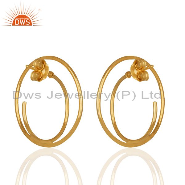 Exporter Simple Design Silver Gold Plated Plain Earrings Manufacturer