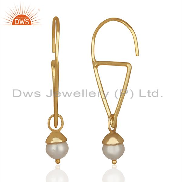 Suppliers Fresh Watar Pearl 925 Silver Gold Plated Party Earrings Manufacturers