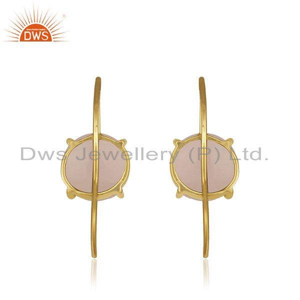Designer of Rose chalcedony gemstone gold plated silver earring manufacturer
