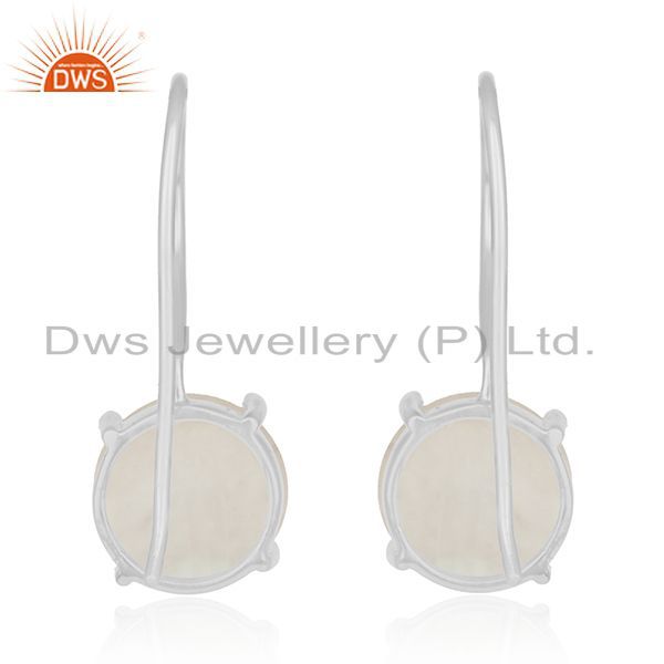 Suppliers Natural Rainbow Moonstone Fine Sterling Silver Drop Earrings Manufacturer India