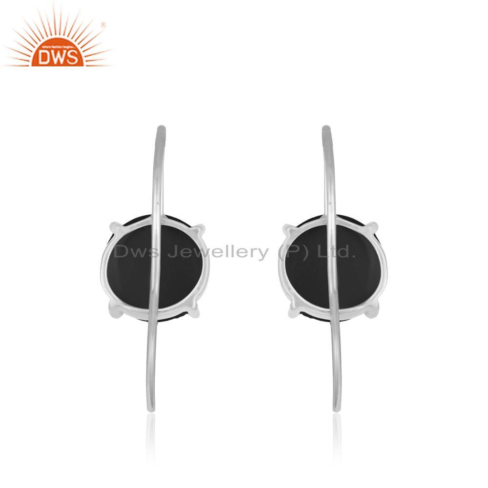 Designer of 925 sterling fine silver black onyx gemstone earrings manufacturers