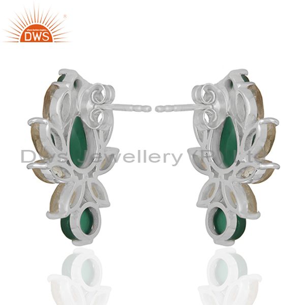 Suppliers Designer Multi Gemstone 925 Silver Stud Custom Earrings Manufacturers