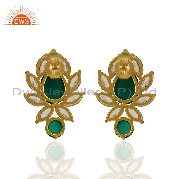 Suppliers Prong Set Gemstone Sterling Silver Gold Plated Earring Manufacturer