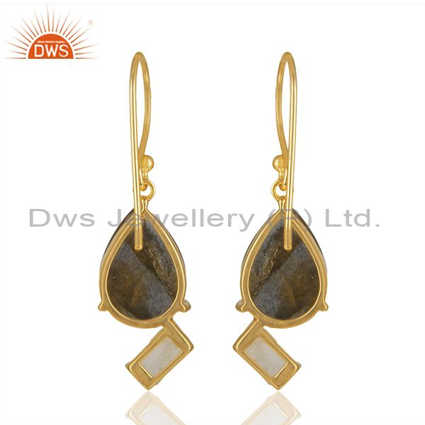 Suppliers Natural Multi Gemstone 925 Silver Gold Plated Earrings Jewelry