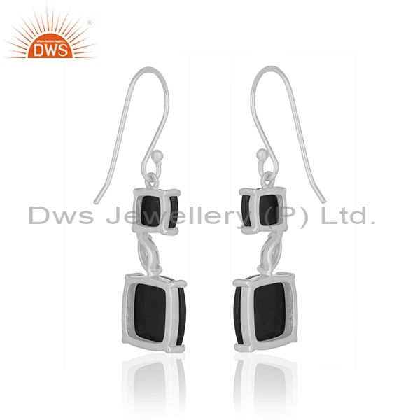 Suppliers Black Onyx Gemstone 925 Silver Drop Earrings Manufacturer of Girls Jewelry
