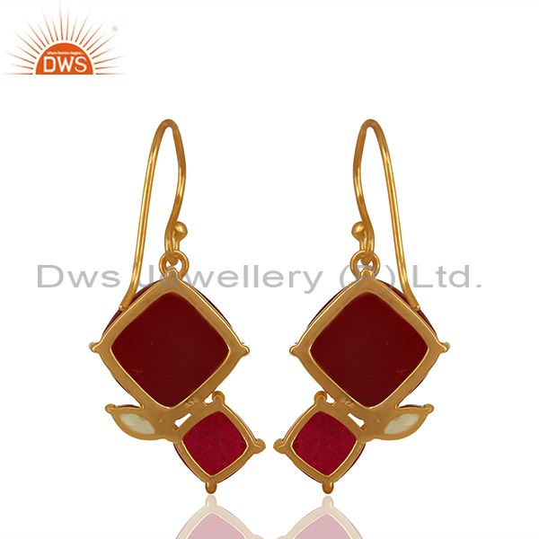 Exporter New Arrival Gold Plated 925 Silver Multi Gemstone Earrings Wholesale