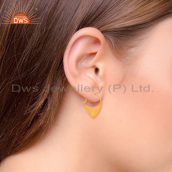 Suppliers Solid Plain 925 Sterling Silver Gold Plated Handmade Earring Wholesale