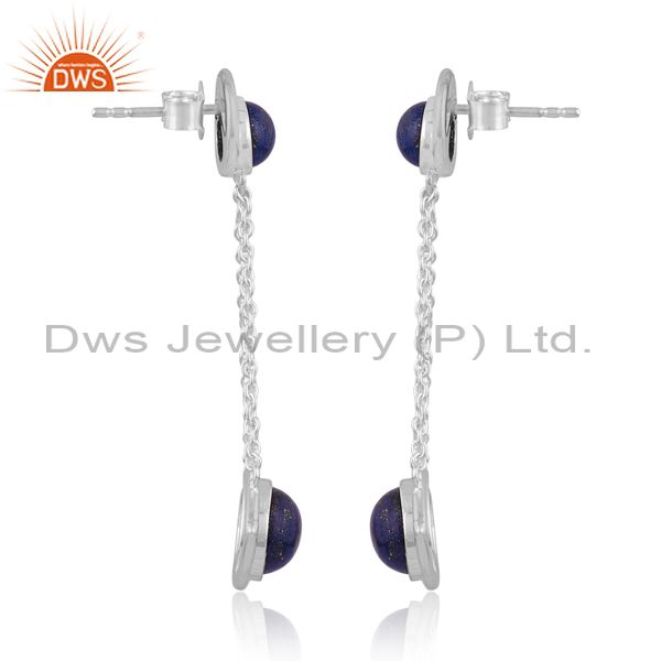 Suppliers Handmade 925 Silver Lapis Lazuli Gemstone Chain Earrings Manufacturer