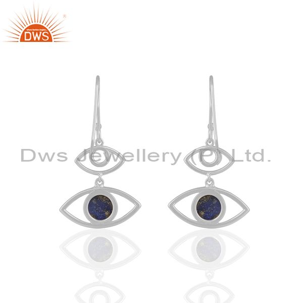 Suppliers 92.5 Sterling Silver Lapis Lazuli Gemstone Eye Earrings Wholesale