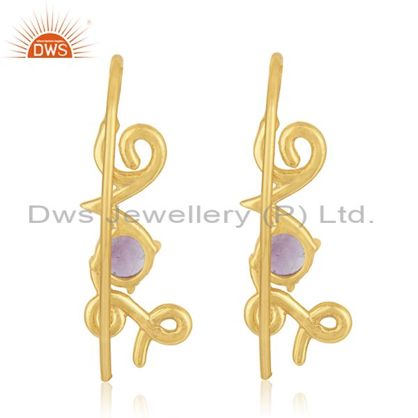 Suppliers Custom Love Initial 925 Silver Gold Plated February Birthstone Earring Suppliers