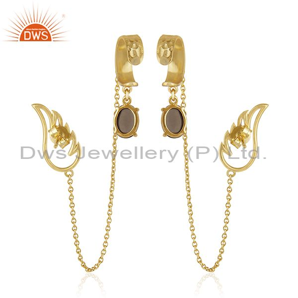 Suppliers Angel Wing 925 Sterling Silver Gold Plated Ear Cuff Earring Manufacturers