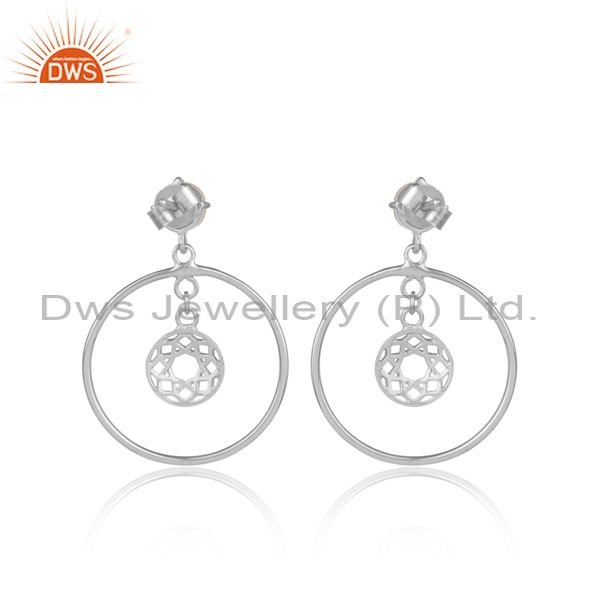 Pearls set fine 925 sterling silver round ethnic earrings