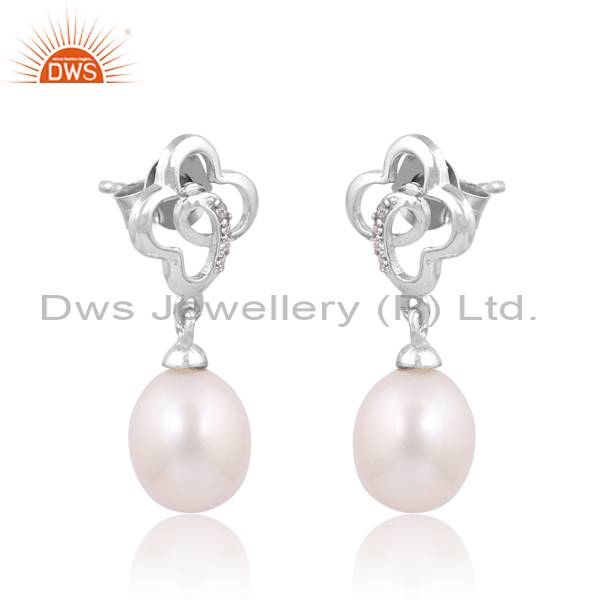 Exquisite Handcrafted Earrings: Pearl & Cubic Zirconia
