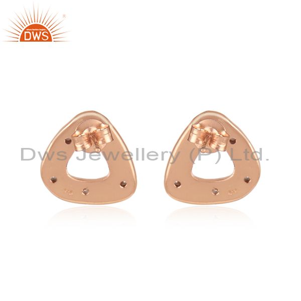 Suppliers New Look Rose Gold Plated Silver CZ Gemstone Stud Earrings Jewelry