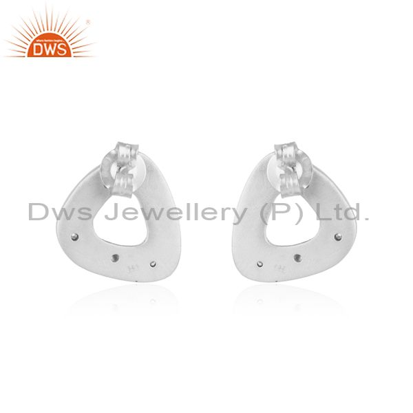 Suppliers White Zircon Stone Handmade Fine Sterling Silver Stud Earring Supplier