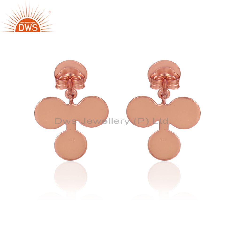 Fortunate four leaf design earring in rose gold over silver 925