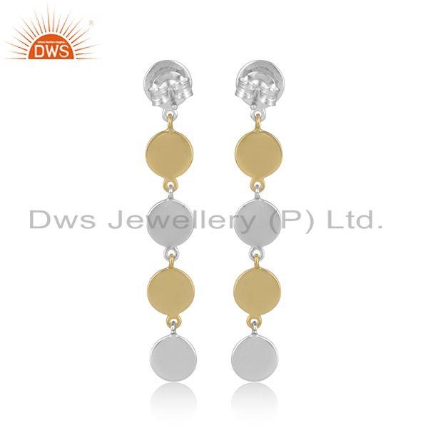 Handcrafted multicharm dualtone gold on silver long earring