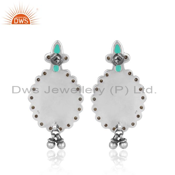 Hydro Green And Pearl Handmade Traditional Oxidized Earrings