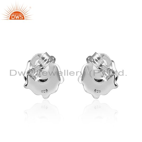 Exporter Amethyst Gemstone Antique Silver Oxidized Stud Earrings Jewelry