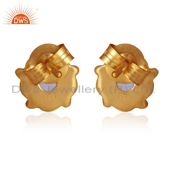 Designer of Iolite gemstone designer gold plated silver earrings jewelry