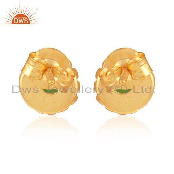 Designer of Flower gold on 925 silver chrome diopside gemstone stud earrings