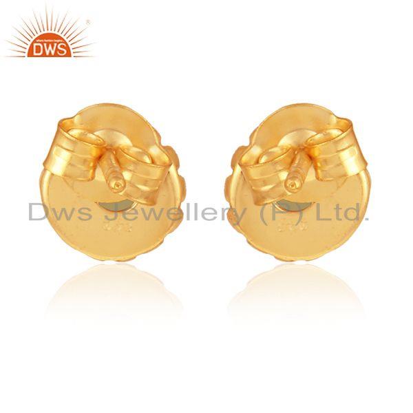 Designer of Gold over 925 silver flower design citrine gemstone stud earrings