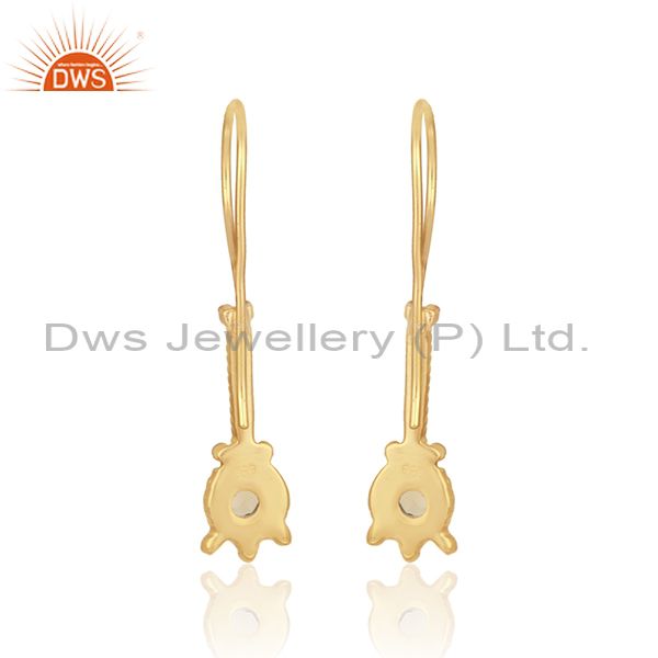 Elongated design earring in yellow gold on silver with citrine