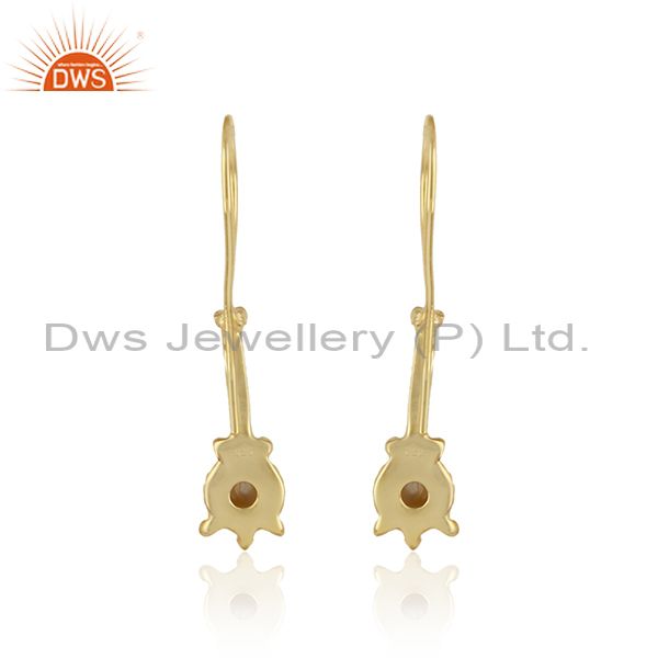 Handmade designer earring in yellow gold on silver 925 with pearl