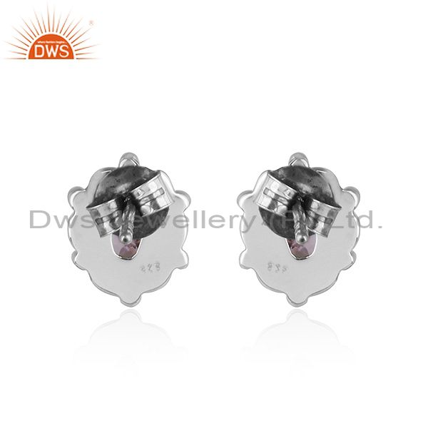 Suppliers Black Onxidized Sterling Silver Amethyst Gemstone Stud Earrings
