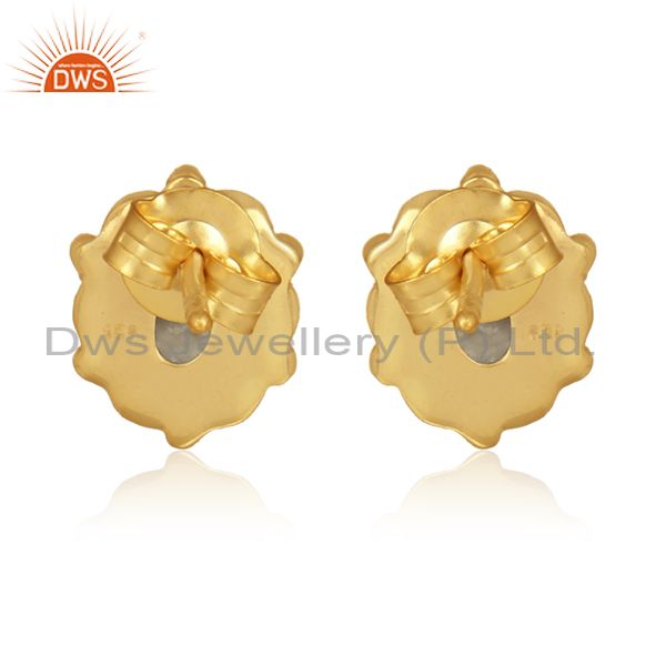 Designer of Labradorite gemstone designer 18k gold over silver stud earrings